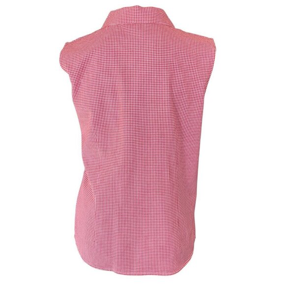 Bill Blass Sleeveless Button Down Top Women's Sz M Red Gingham #331G - Picture 5 of 11